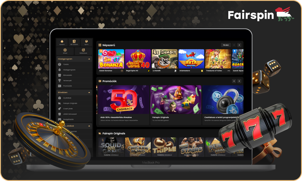 A Fairspin kaszinó Magyarországon hatalmas licencelt játékok könyvtárát, nagylelkű bónuszokat és még sok mást kínál felhasználóinak
