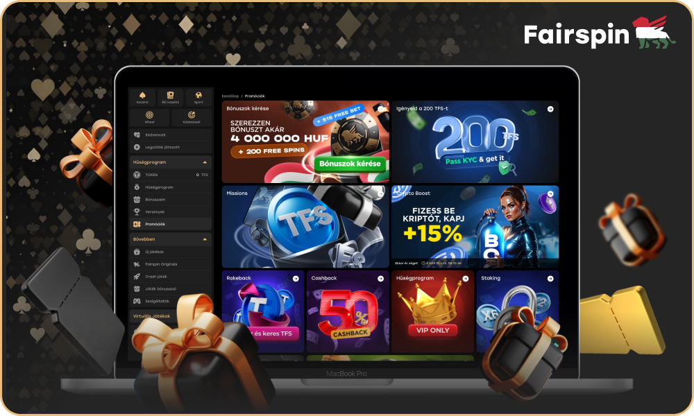 A Fairspin kaszinó Magyarországon nagylelkű bónuszokat és számos promóciót kínál ügyfeleinek