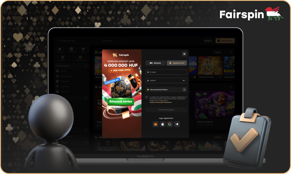 A regisztráció és a Fairspin kaszinó fiókba való bejelentkezés után a magyar felhasználók hozzáférést kapnak a platform összes funkciójához és lehetőségéhez